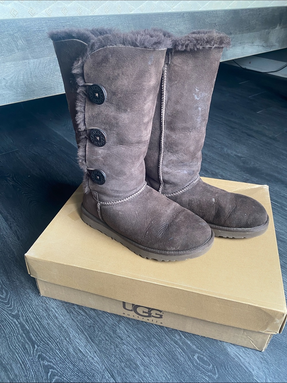 UGG Tall Chocolate Brown Boots (Bailey Button Triplet)